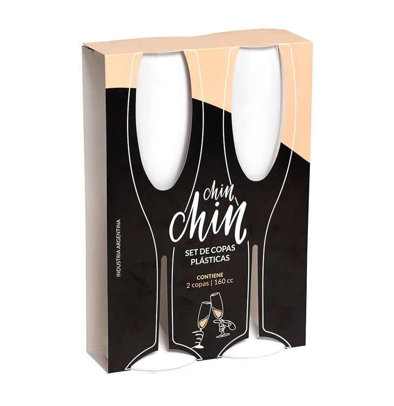 CAJA X 2 COPAS TIPO FLAUTA, S/Imp
